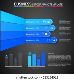 4 Steps arrows process info graphics, dark background