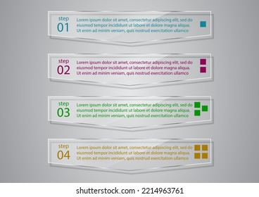 4 steps business infographic 3 d arrow style,Glass design, can be used for workflow layout, diagram, annual report, web design.Creative banner, label vector.