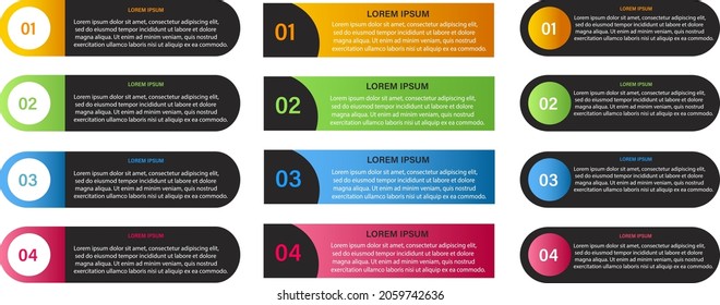4 steps business infographic. Presentation elements template. The working process. Research progress. Layout with numbers and text. Simple flat image. Vector image.
