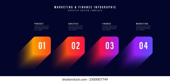 4 Steps Business infographic presentation. Colorful bars chart design. Statistics graphic visualisation.