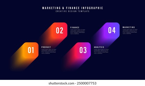 4 Steps Business infographic presentation. Colorful bars chart design. Statistics graphic visualisation.