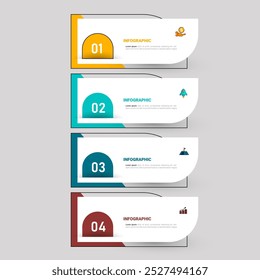 Plantilla de infografía de negocios de 4 pasos con diseño plano.