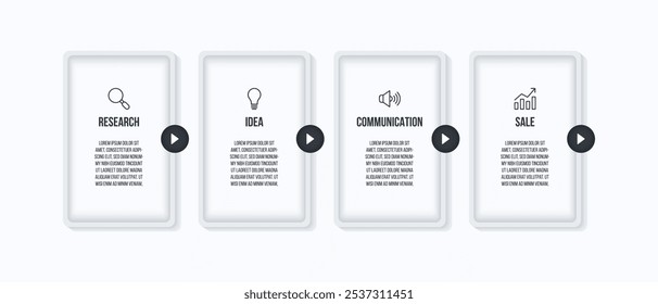 4 steps business infographic template, workflow diagram.
