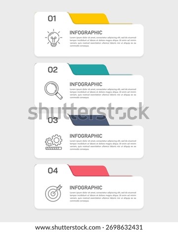 4 Steps Business Infographic Template with Icons for Process Flow Presentation. Banner, Brochure and Plan. Vector illustration.