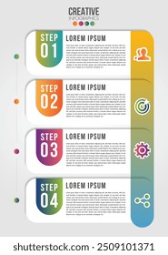 4 steps business infographics timeline modern creative with icon step by step can illustrate vector a strategy, workflow or team work.