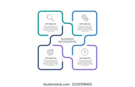 4 Steps to business management. Infographic Design Templates. Business Presentation, Management, Development, Workflow and Information. Vector Illustration.