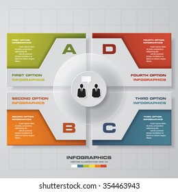 4 steps chart layout for sample text&data. Design clean template/graphic or website layout.