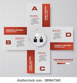 4 steps chart layout for sample text&data. Design clean template/graphic or website layout.