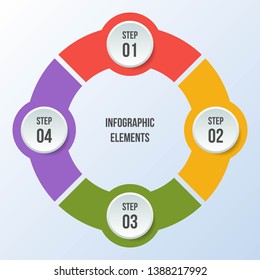 4 steps Circle chart, Circle infographic or Circular diagram