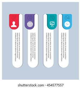 4 steps colorful background with icon banner set. Template for circle diagram, graph, presentation and chart. Business concept with options, parts, steps or processes. Abstract background.