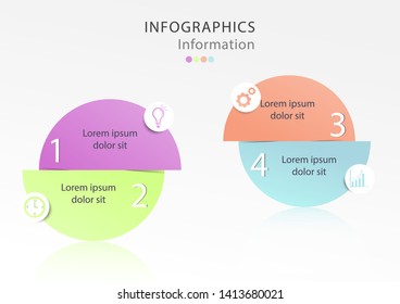 4 Steps colorful half circles infographic for Web or business presentation.