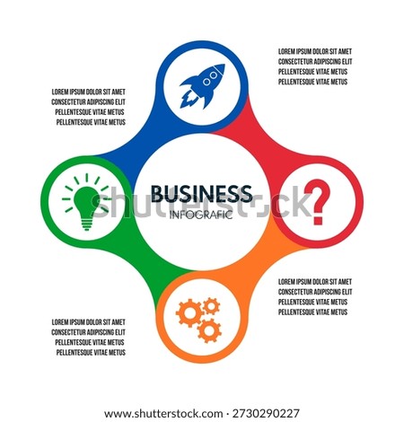 4 steps connected circles rhombus, metaball cycle diagram infographic, report or presentation vector template, business process illustration