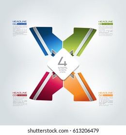 4 steps connected infographic. Vector illustration.