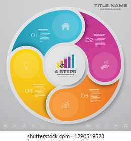 4 Steps Cycle Chart Infographics Element For Data Presentation. EPS 10.