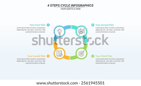 4 Steps Cycle Infographic on a 16:9 Layout for Business Presentation, Poster, Banner and Booklet.