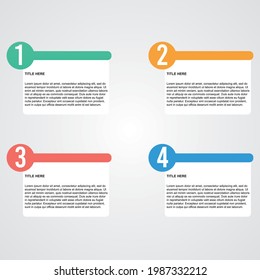4 steps with different color and number sticker vector graphic.