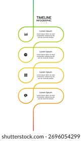 4 Steps elements placed in vertical row. Concept of 4 successive steps of project development process. Flat infographic design template. Simple vector illustration for business analytics.
