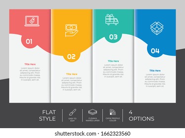 4 Steps Of Flat Infographic Vector Design With Square Object For Marketing. Process Infographic Can Be Used For Presentation And Business.