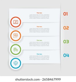 4 Steps Flat Square Infographic Element. Modern and clean design for presentations, reports, and web