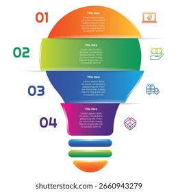 Elemento de infografía de bombilla de luz degradada de 4 pasos. Diseño moderno y limpio para presentaciones, informes y Web