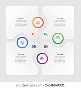 4 Steps Gradient Square Infographic Element. Modern and clean design for presentations, reports, and web