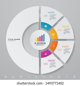 4 steps half-cycle chart infographics elements for data presentation. EPS 10.