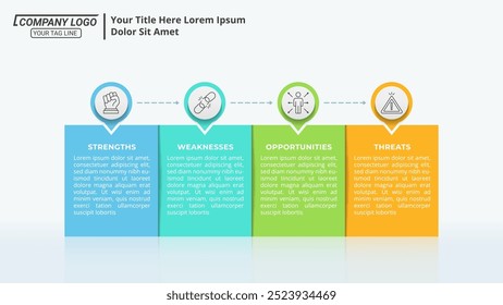 4 Steps Horizontal Arrow Infographic Timeline with Editable Text on a 16:9 Layout for Business Presentations, Management, and Evaluation.