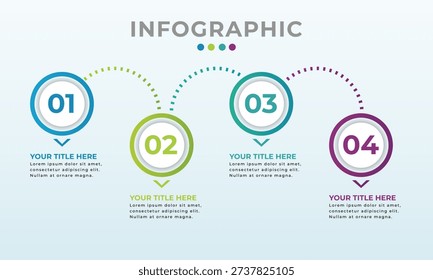 4 Steps Horizontal Process Infographic Template