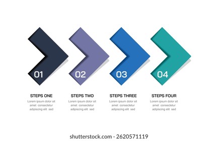 4 steps infographic arrow design template. Presentation, Plan, strategy and information. Vector illustration.