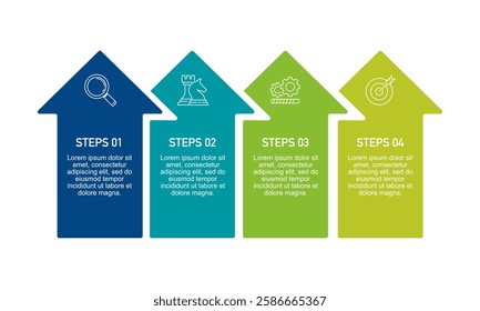 4 Steps infographic arrow overlap. Banner, Diagram, Plan, Presentation and Brochure. Vector illustration.