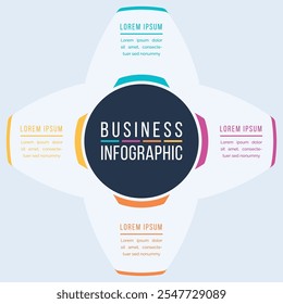 4 Steps Infographic circle design 4 steps, objects, elements or Options infographic business information template