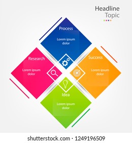 4 Steps infographic colorful square design for presentation or web
