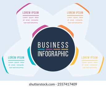 4 Steps Infographic design 4 steps, objects, elements or Options infographic business information template