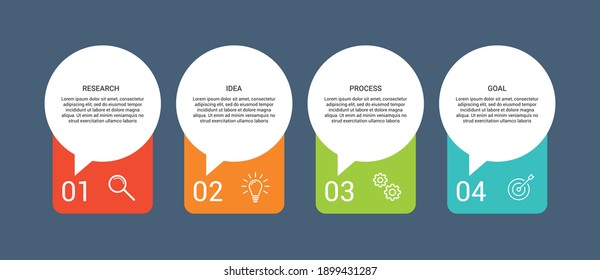 4 steps infographic design template with icons. Infographic. Flat design infographics. Business data visualization.  Process diagram, workflow, flow chart.