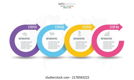 4 Steps infographic design template with icons and process.