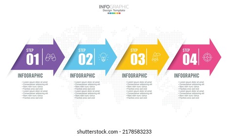 4 Steps infographic design template with icons and process.