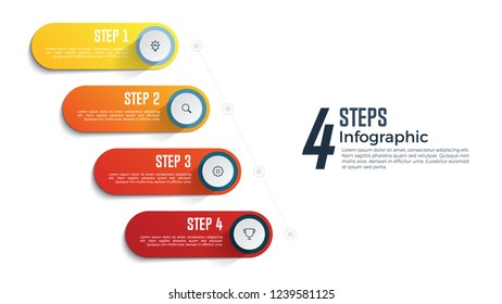 4 steps infographic element, can be used for workflow, timeline, processes, parts, options, abstract, strategy, banner, business presentation template vector.