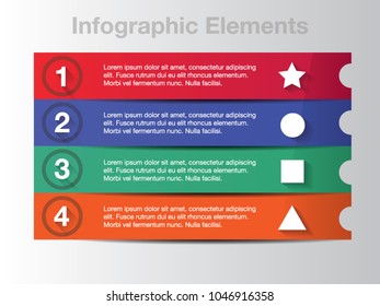 4 steps infographic elements. number title main text. infographic icons.