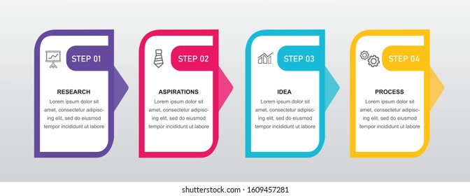 4 steps infographic elements vector