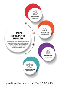 Plantilla de diseño de diagrama de flujo de infografía de 4 pasos