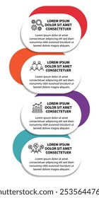 Modelo de projeto de fluxograma infográfico de 4 etapas