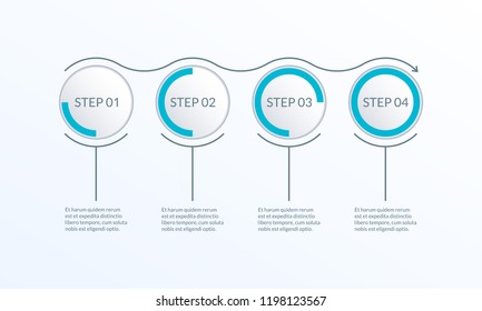 4 steps infographic. Modern template for diagram, graph and chart. Timeline ifographics design with arrow. Workflow layout and business presentation concept. Vector illustration.