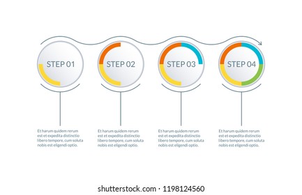 4 steps infographic. Modern template for diagram, graph and chart. Timeline ifographics design with arrow. Workflow layout and business presentation concept. Vector illustration.