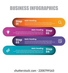 4 steps infographic, paper strips infographic, colorful four step process for presentation design, 