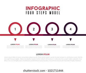 4 steps Infographic Rings Horizontal colorful business presentation