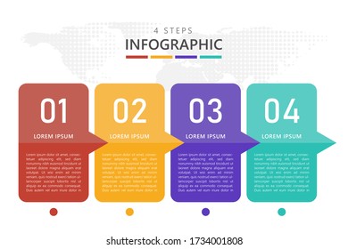 infografía de 4 pasos. Plantilla de infografía de negocios de diseño simple. Ilustración vectorial de diseño plano.