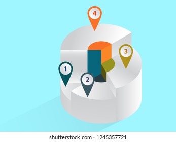 4 steps Infographic template. Options, groups. Spiral staircase style infographic design. Can be used for Presentation or banner. Can edit your own text in space provided in infographic. Vector