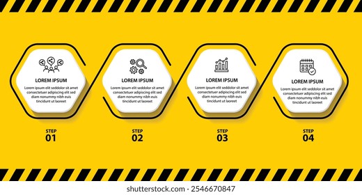 4 passos modelo infográfico com 4 opções. Fluxograma que pode ser usado para apresentação, visualização e relatório de negócios. Ilustração vetorial dos elementos infográficos da linha do tempo.