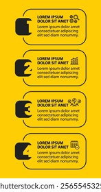 4 steps infographic template with 4 options. Flowchart that can be used for business report, data visualization and presentation. Timeline infographic elements vector illustration.