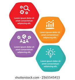 4 steps infographic template with 4 options. Flowchart that can be used for business report, data visualization and presentation. Timeline infographic elements vector illustration.